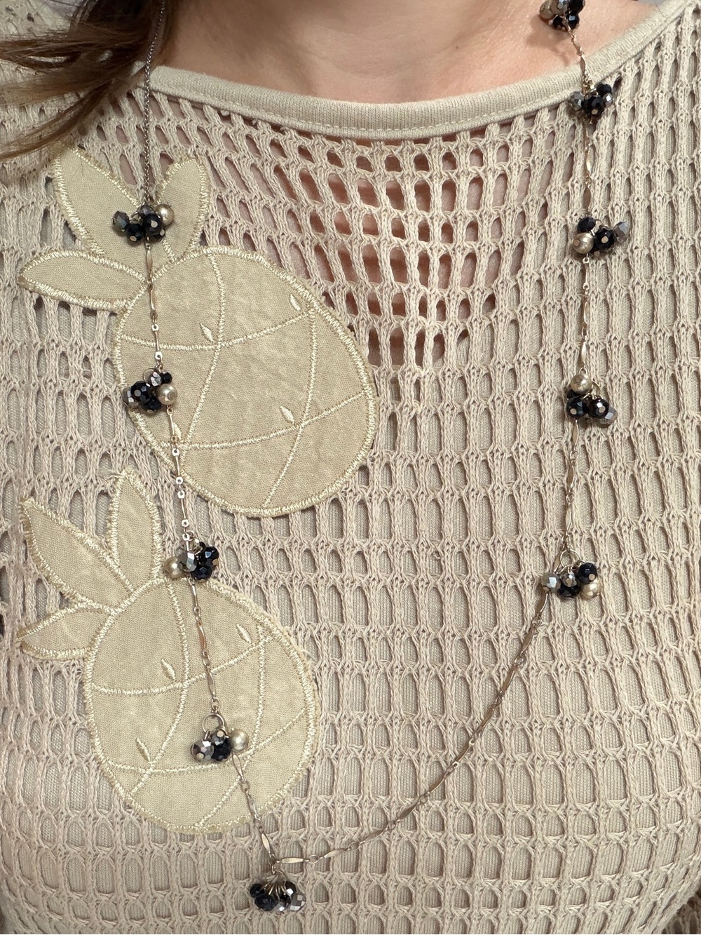 Vintage Black Crystal Beaded Necklace Y2K Fairy Grunge Layering Necklace